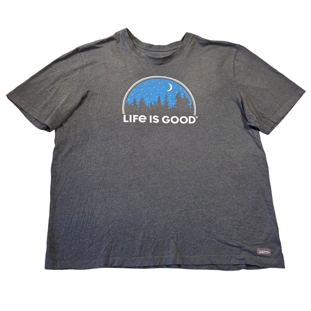 Life is Good Mens XXXL Crusher Tee Heather Gray Forest Night Graphic T-Shirt